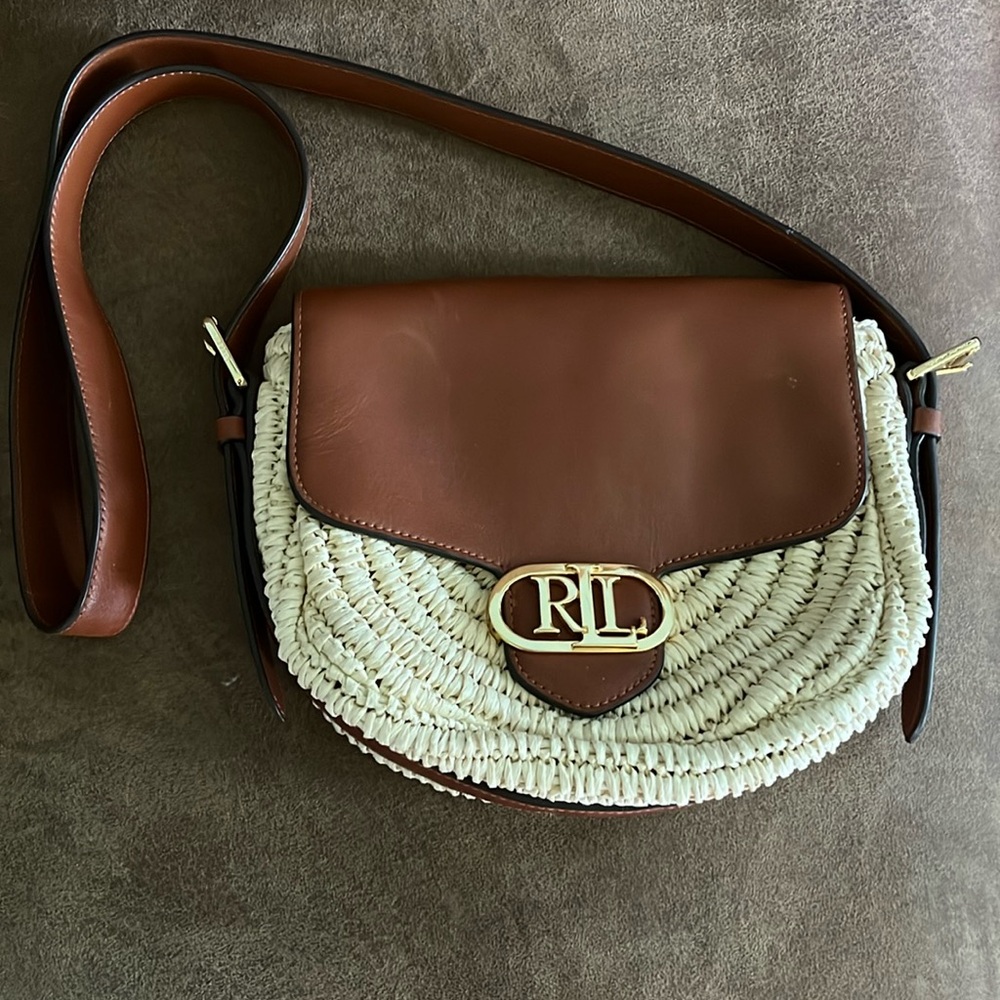 Lauren Ralph Lauren Addie Straw Crossbody Bag